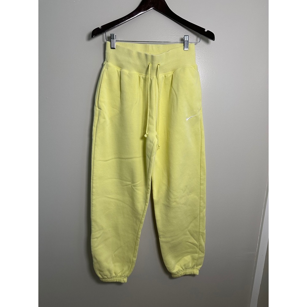 Nike Phoenix Fleece Sweatpants Womens Small Yellow Good High Rise Joggers
